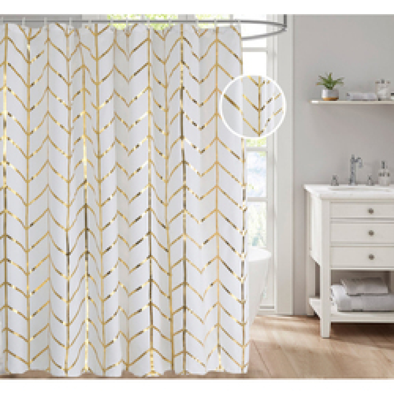 Gold Printed Geometry Shower Curtain Gold Stripe Waterproof Bath Curtains Bathroom For Bathtub Bathing Cover