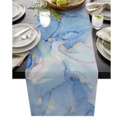 Waterproof Marble Table Runner for Dining Room Kitchen, Party Decor Tablecloth 13 Inch x36 Inch#