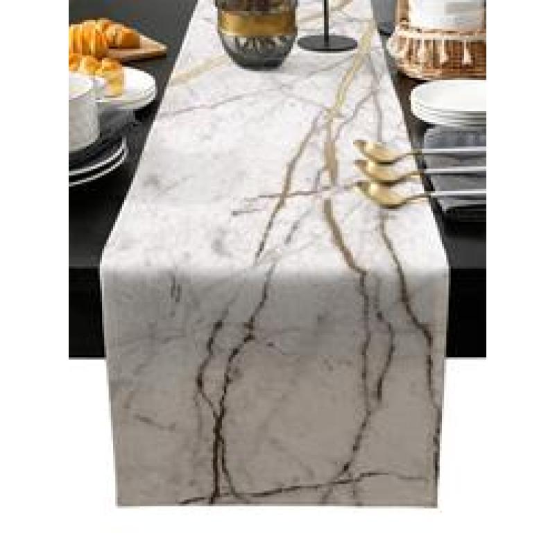 Waterproof Marble Table Runner for Dining Room Kitchen, Party Decor Tablecloth 13 Inch x36 Inch#