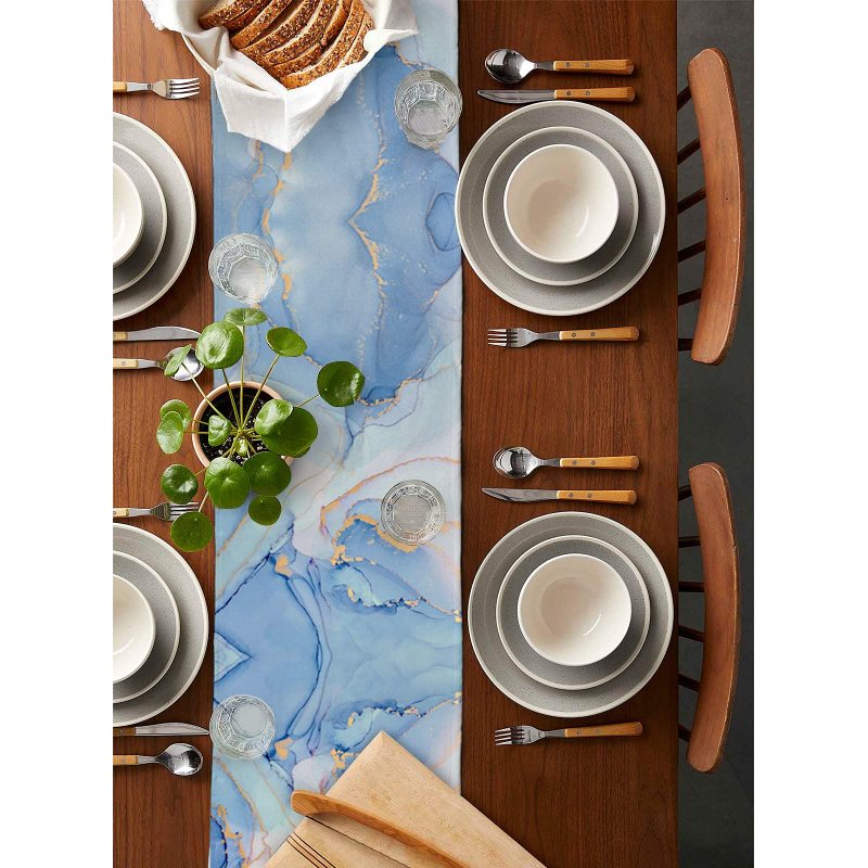 Waterproof Marble Table Runner for Dining Room Kitchen, Party Decor Tablecloth 13 Inch x36 Inch#