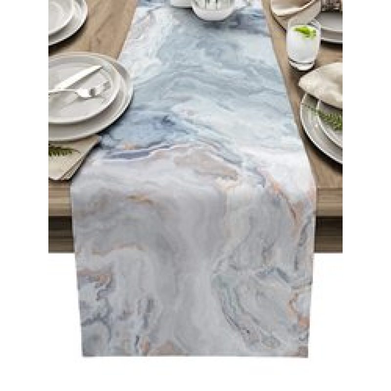 Waterproof Marble Table Runner for Dining Room Kitchen, Party Decor Tablecloth 13 Inch x36 Inch#