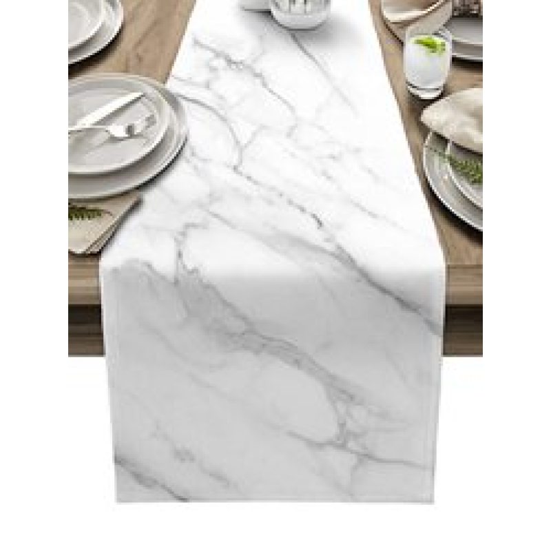 Waterproof Marble Table Runner for Dining Room Kitchen, Party Decor Tablecloth 13 Inch x36 Inch#