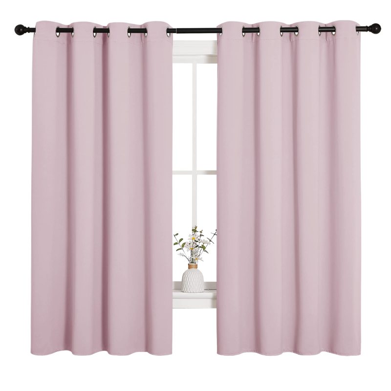 Plain Pink Plain Polyester wide blackout curtains blackout curtain panels for girls room rpet blackout curtain & Drapes Fabric