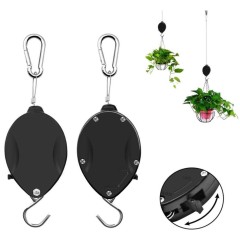 Retractable Plant Hanger with Locking Mechanism Adjustable Plant Pulley Hanger for Garden Baskets Potsand and Bird Feeder