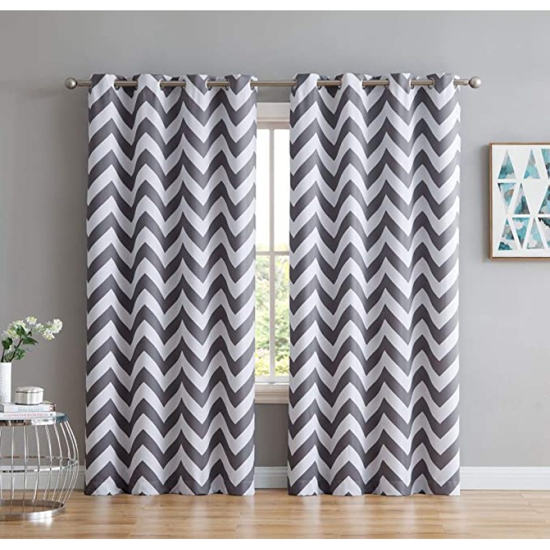 Chevron Print Thermal Insulated Blackout Curtain, Wholesale Amazon High Quality Hotel Blackout Curtain/