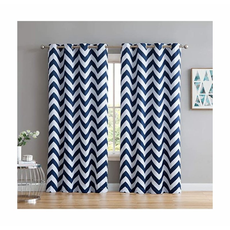 Chevron Print Thermal Insulated Blackout Curtain, Wholesale Amazon High Quality Hotel Blackout Curtain/