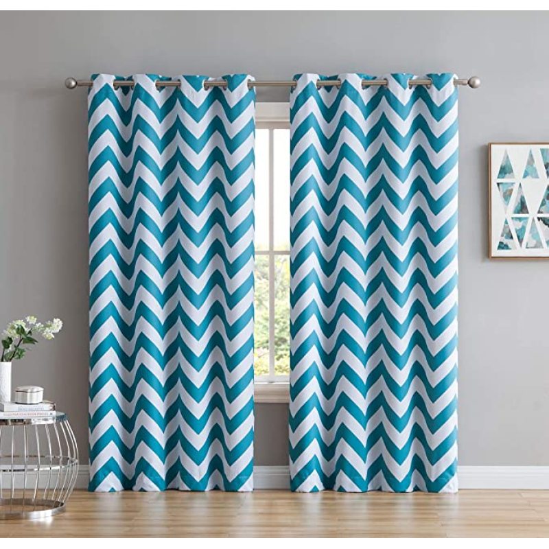 Chevron Print Thermal Insulated Blackout Curtain, Wholesale Amazon High Quality Hotel Blackout Curtain/