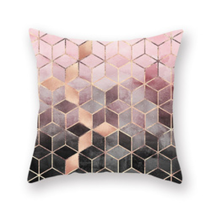 Nordic Style Rose Gold Pink Velvet Cushion Cover, Geometric Pattern Cushion Cover /