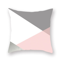 Nordic Style Rose Gold Pink Velvet Cushion Cover, Geometric Pattern Cushion Cover /