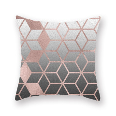 Nordic Style Rose Gold Pink Velvet Cushion Cover, Geometric Pattern Cushion Cover /