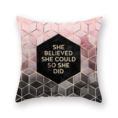 Nordic Style Rose Gold Pink Velvet Cushion Cover, Geometric Pattern Cushion Cover /
