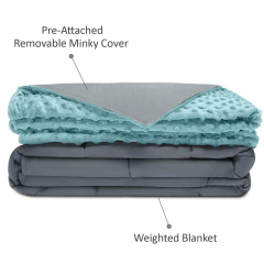 Weighted Blanket and Minky Removable Cover Cotton Heavy Sensory Sleep Reduce Anxiety Deep Relax Adult