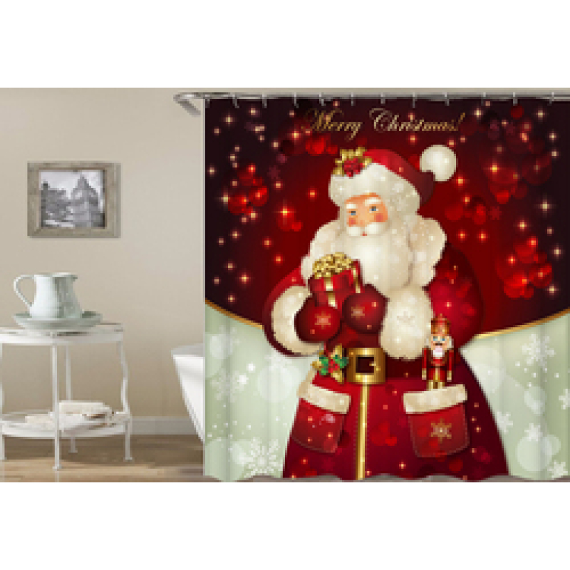 Drop Shipping Snowman Skateboard Christmas Shower Curtain Holiday Shower Curtain/