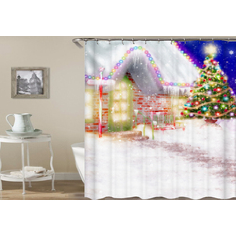 Drop Shipping Snowman Skateboard Christmas Shower Curtain Holiday Shower Curtain/