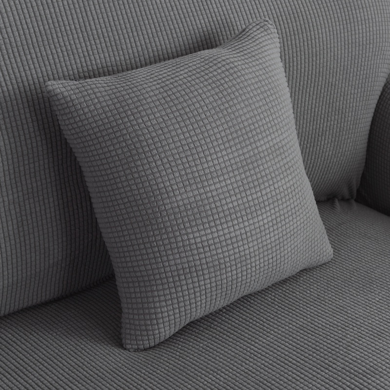 1/2/3/4Seater Gray Corn Kernel Cover Knitted Sofa Cover, High Quality Polar Fleece Bedroom Solid Sectional Elastic Sofa Cover/
