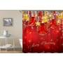 Drop Shipping Star With Moon Balloon Christmas Decoration Waterproof Shower Curtain/