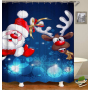 Drop Shipping Star With Moon Balloon Christmas Decoration Waterproof Shower Curtain/