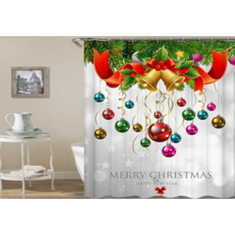 Drop Shipping Star With Moon Balloon Christmas Decoration Waterproof Shower Curtain/
