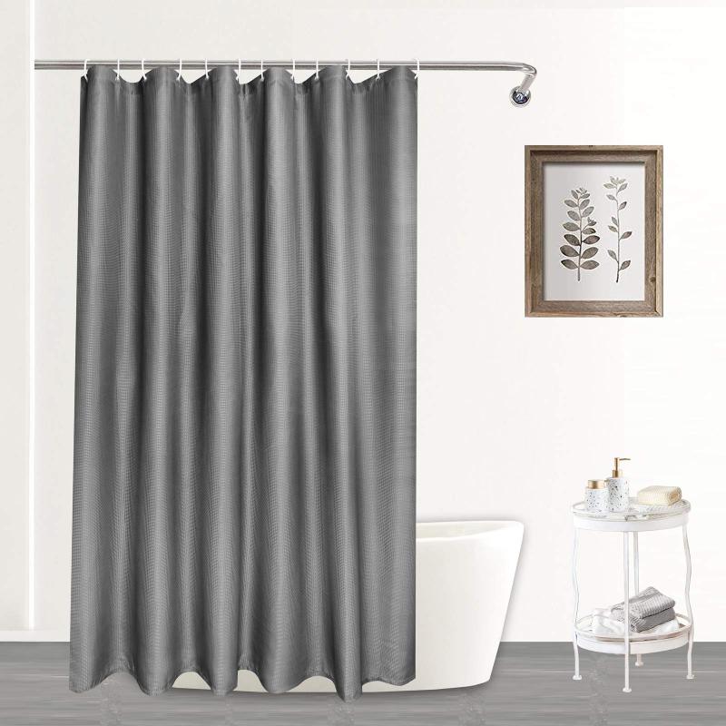 Customized Waffle  Bathroom Shower Curtain, Polyester Waterproof Curtains With 12 Free Hooks$