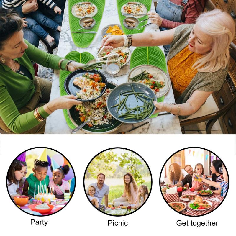 15PCS Large Artificial Faux Tropical Banana Leaves Placemat, Jungle Beach Hawaiian Adventure Theme Party Place Mat#