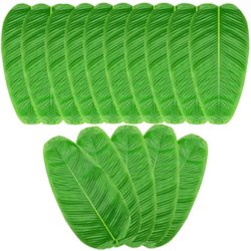15PCS Large Artificial Faux Tropical Banana Leaves Placemat, Jungle Beach Hawaiian Adventure Theme Party Place Mat#