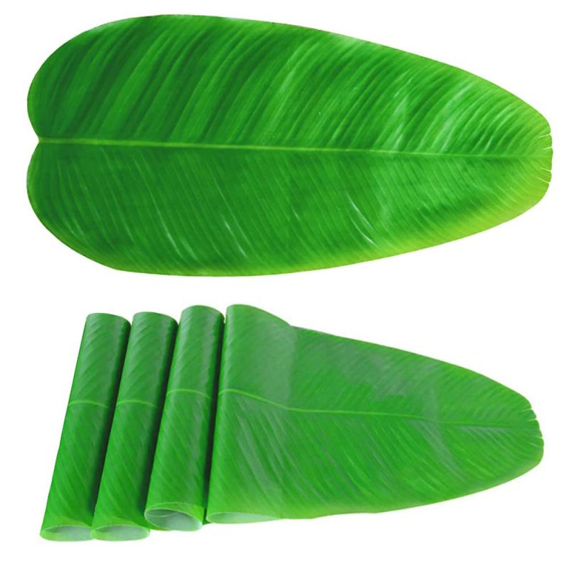 15PCS Large Artificial Faux Tropical Banana Leaves Placemat, Jungle Beach Hawaiian Adventure Theme Party Place Mat#