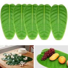 15PCS Large Artificial Faux Tropical Banana Leaves Placemat, Jungle Beach Hawaiian Adventure Theme Party Place Mat#