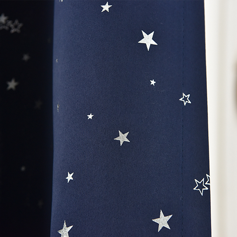 Cheap Designs Star Silver Foil Printing Curtain For Door, Elegant Ready Made Blackout Door Curtain