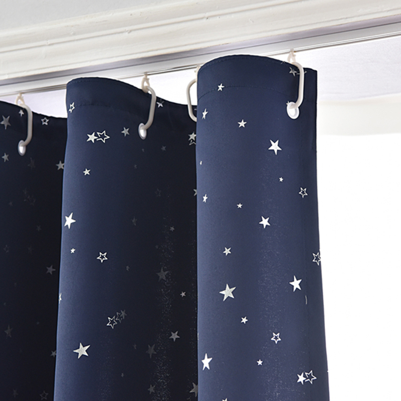 Cheap Designs Star Silver Foil Printing Curtain For Door, Elegant Ready Made Blackout Door Curtain