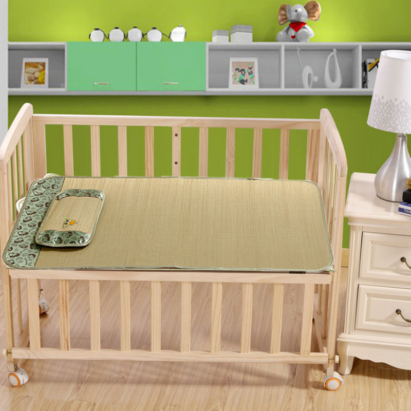 High quality natural Children mat two-sided 50*100cm/60*120cm rush mat straw bed sheet and pillowcase Two Piece Set