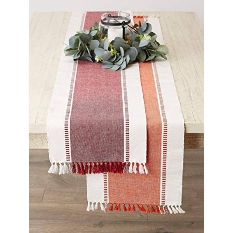 Wholesale DII Dobby Stripe Woven 13x72-inch  Redwood Beautiful Decorative burgundy table runner For Wedding Party