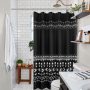 Washable Printed Polyester Shower Curtains, Waterproof Waffle Bathroom Curtain with Tassel$