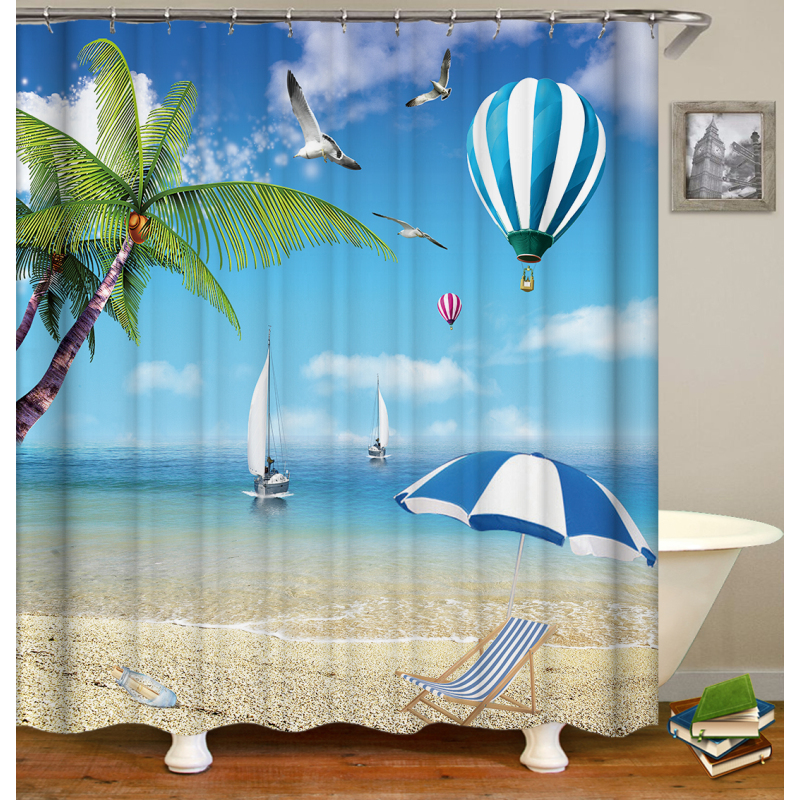 home 3d print 4pc polyester water resistant shower curtain set black bath with rugs