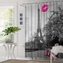 Digital Printed Eiffel Tower 100% Polyester Shower Curtain Waterproof