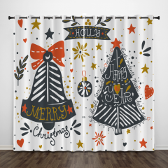 Merry Christmas A Happy New Year Window Curtains Living Room Ready made Fabric Drapes Curtain Home Decor