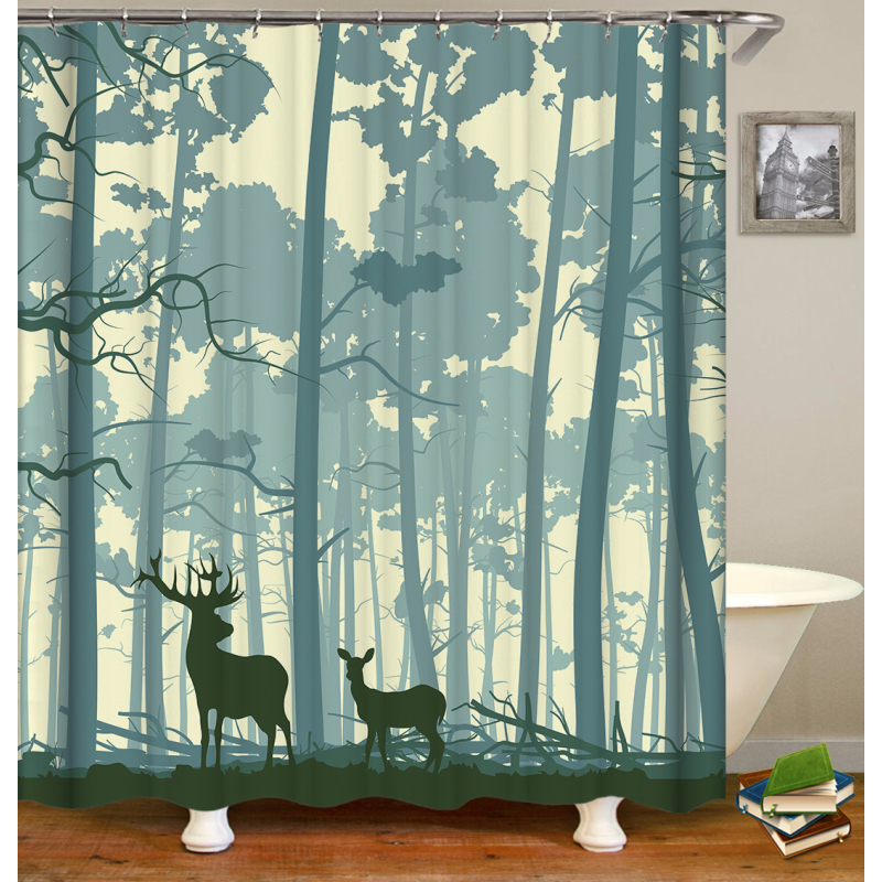 Amazon Hot Sale Fashionable Waterproof Crease-resist Custom Printed Eco-Friendly PVC Shower Curtain for Bathroom Decoration/