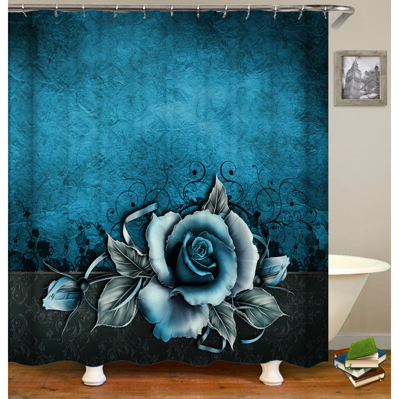 Rideau de douche de salle de bain en PEVA en gros feuilles impression 3D Boho conception personnalisée ensemble de rideaux de douche de concepteurs de bain