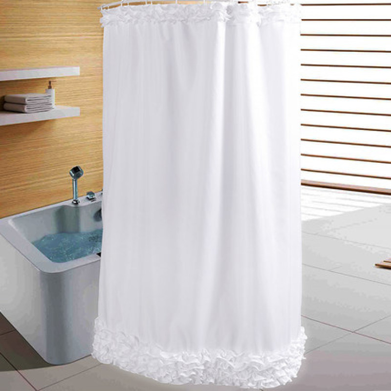 Small Fresh White Lace Shower Curtain, Quilt Shower Curtain Free From Punching And Waterproofing/