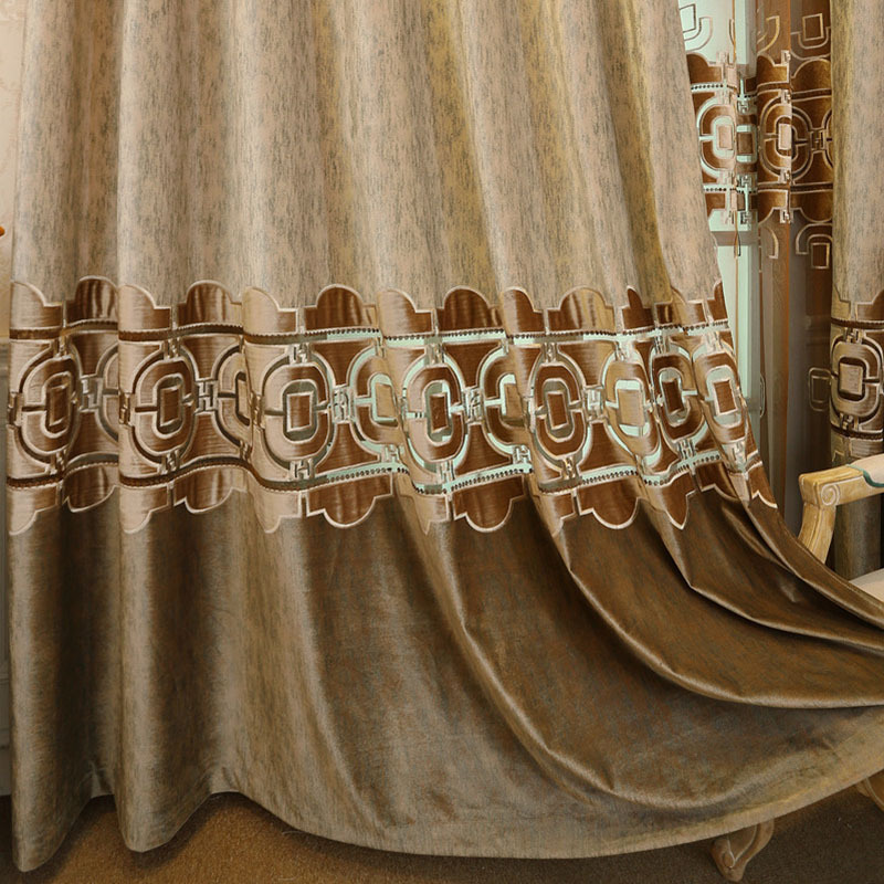 embroidered window luxury curtain for room, embroidery curtain fabric velvet european curtain for jacquard