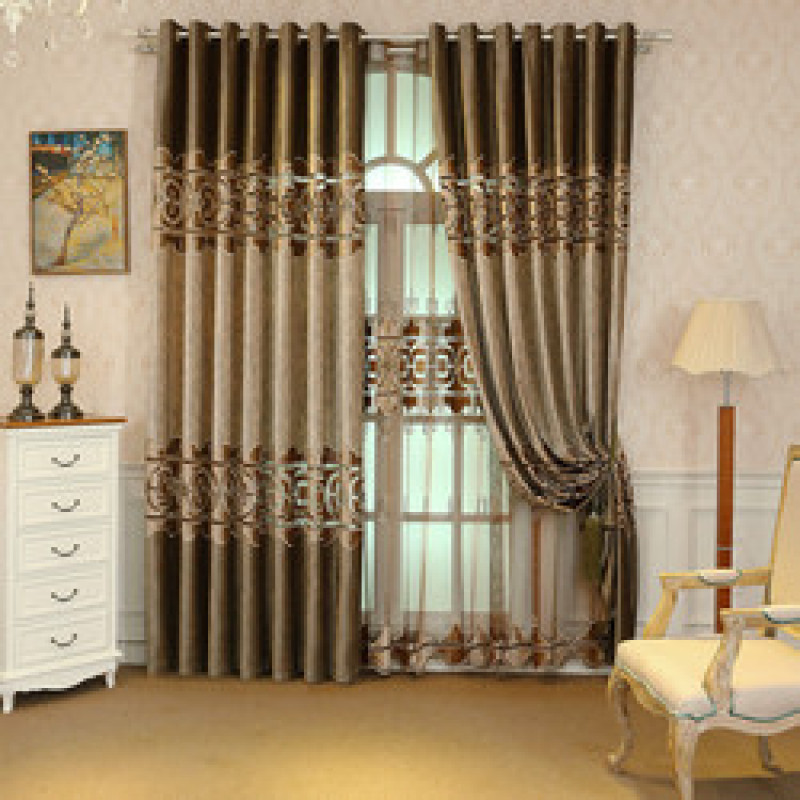 embroidered window luxury curtain for room, embroidery curtain fabric velvet european curtain for jacquard