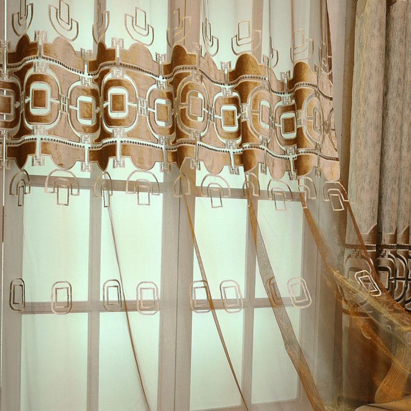 embroidered window luxury curtain for room, embroidery curtain fabric velvet european curtain for jacquard