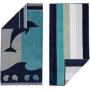 2 packed wooly Green palm and striped print beach towels.  100% cotton Marine beach towel, large pool towel  /