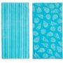 2 packed wooly Green palm and striped print beach towels.  100% cotton Marine beach towel, large pool towel  /