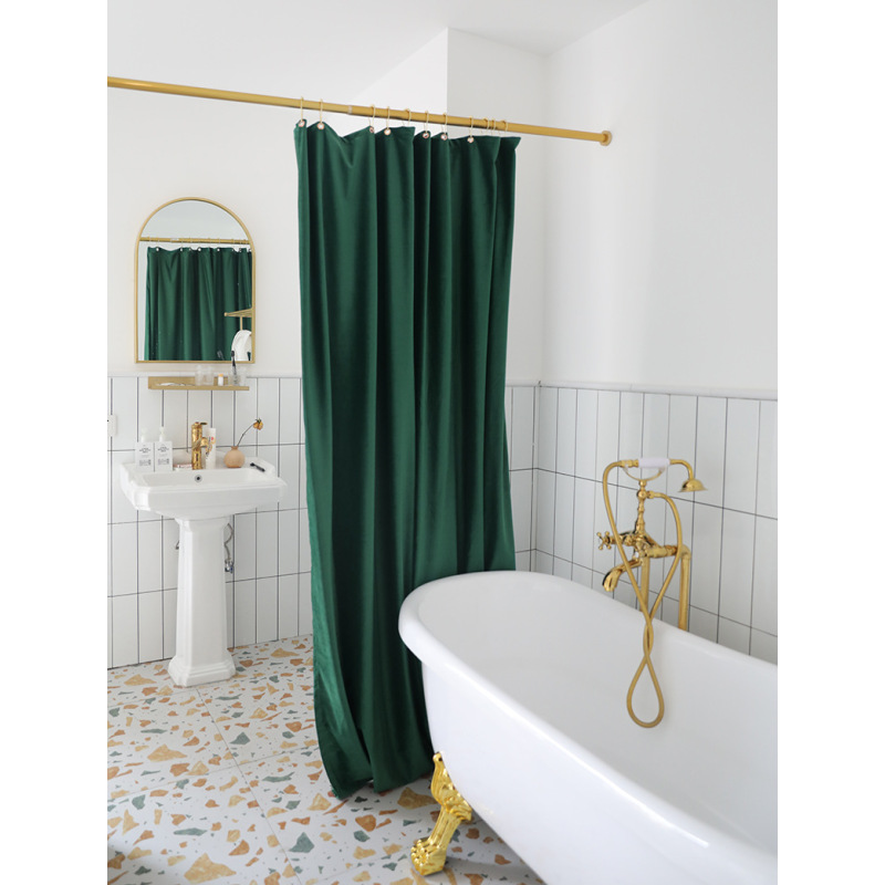 Nordic two-layer velvet , a set of high quality Gothic decorative curtains, free perforated tarpaulin, warm shower/