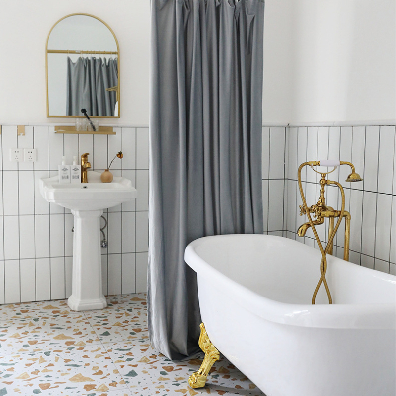 Nordic two-layer velvet , a set of high quality Gothic decorative curtains, free perforated tarpaulin, warm shower/