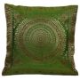 Cushion Cover Brocade Mandala Pillow Covers Indian Silk Decor Square 16x16 Sofa,Emerald Natural New Pillow/