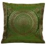 Cushion Cover Brocade Mandala Pillow Covers Indian Silk Decor Square 16x16 Sofa,Emerald Natural New Pillow/