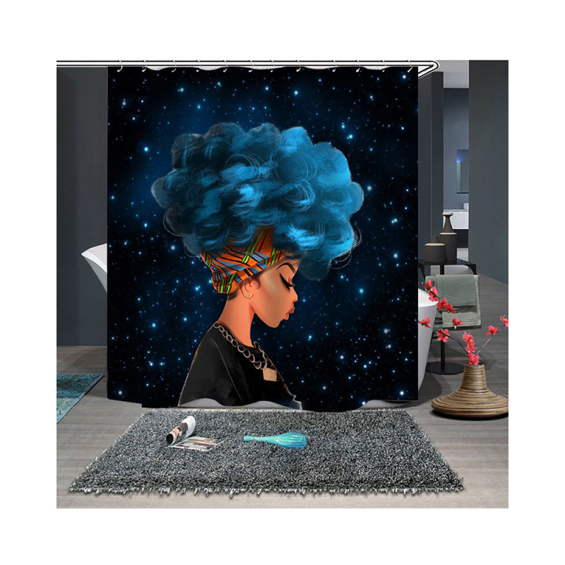 Best Selling Products Cortina De Ducha  abstract creative colorful african woman shower curtain with bath mats