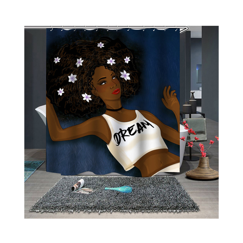 Best Selling Products Cortina De Ducha  abstract creative colorful african woman shower curtain with bath mats