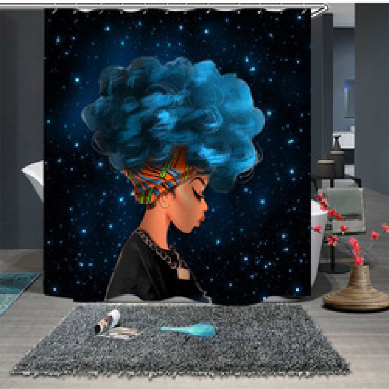 Best Selling Products Cortina De Ducha  abstract creative colorful african woman shower curtain with bath mats